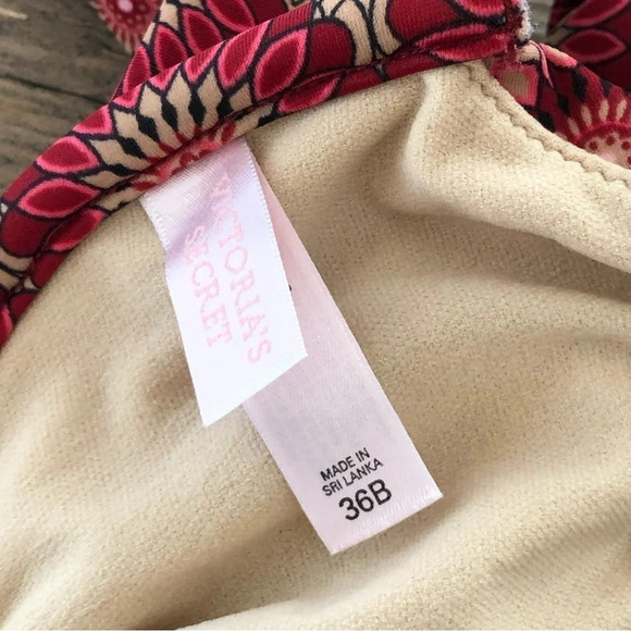 Victorias Secret 36B Small Two Piece Bikini Set Underwire Top Burgundy Mandala - Picture 5 of 6